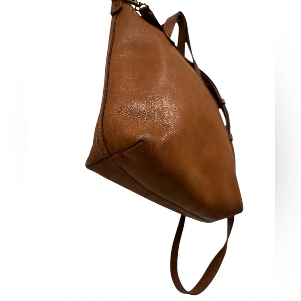 Madewell Brown Leather Tote Bag w long strap